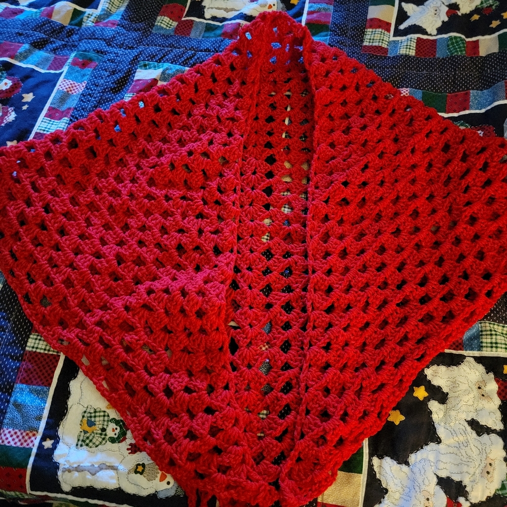 Handcrafted Handmade crochet red shawl